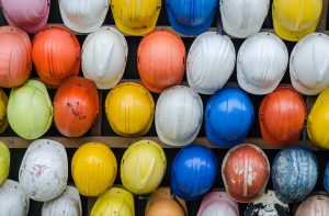 Various construction safety helmets.